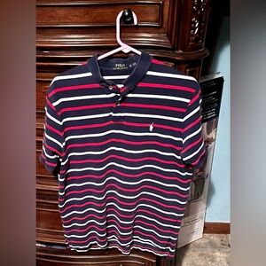 Men’s size XL Polo by Ralph Lauren Navy Polo with White & Red Stripes